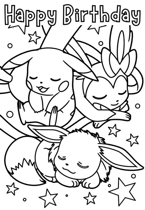 Pikachu Birthday Coloring Pages